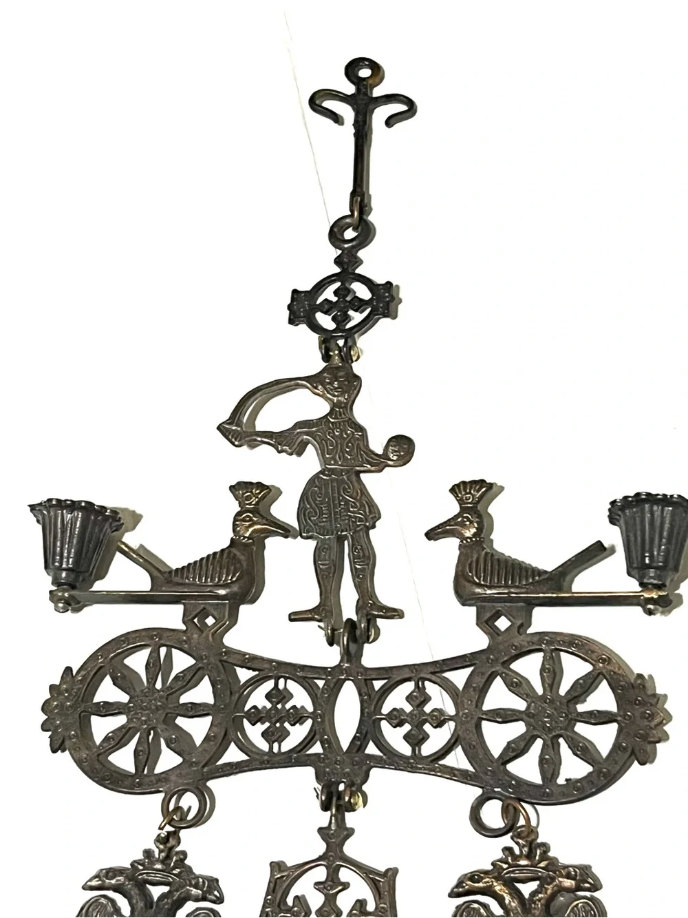 Antique-Style Brass Wall Hanging in Dark Bronze